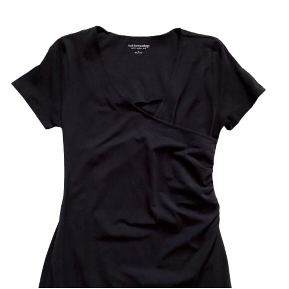 Soft Surroundings Dress Black Shapely Anywhere Short Sleeve Ruched Small - Picture 8 of 12